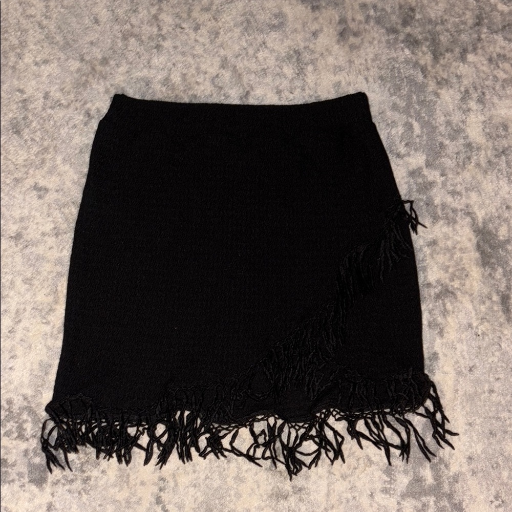 SHEIN Black Fringe Mini Skirt